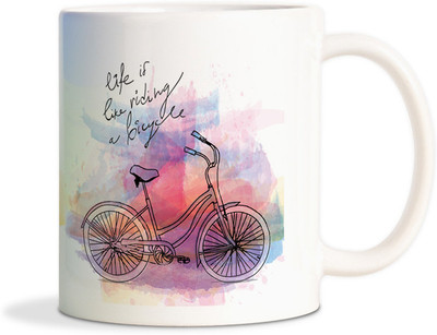 79% OFF on AMY Vintage Bicycle Painting Art Ceramic Mug 450 ml
