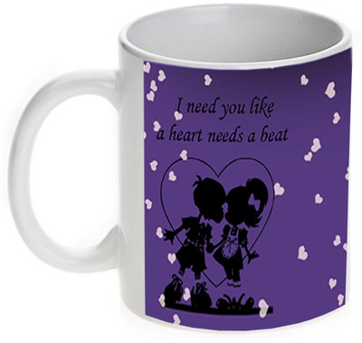 63% OFF on Mugwala I Need You Love White Hearts Ceramic Mug 337 ml