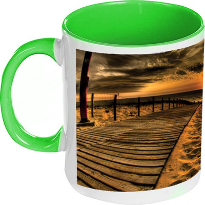 58% OFF on AMY Nature Sand Inside Green Coffee Ceramic Mug 325 ml