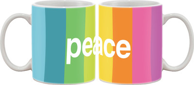 15% OFF on Artifa Peace Colours Stripes Porcelain, Ceramic Mug 350 ml