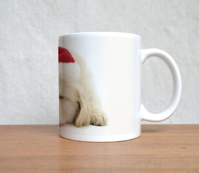 60% OFF on StyBuzz Cute Sleeping Santa Puppy White Christmas Ceramic Mug 300 ml