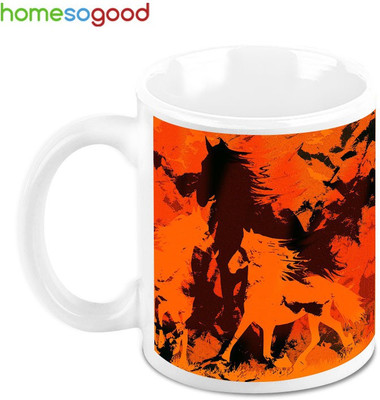 41% OFF on HomeSoGood Group Of Horses Ceramic Mug 325 ml