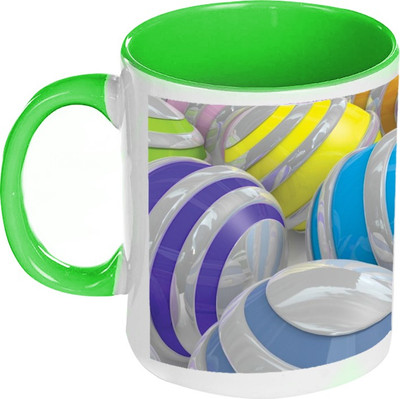 58% OFF on AMY Multicolor Sphere Inside Green Coffee Ceramic Mug 325 ml