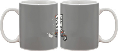 15% OFF on Artifa One Way Motorcycle Porcelain, Ceramic Mug 350 ml