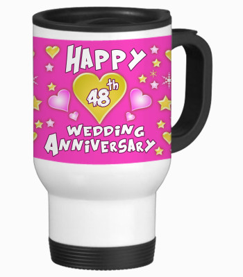 47% OFF on SajawatHomes 48th Happy Anniversary White Travel Stainless Steel Mug 600 ml