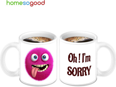 45% OFF on HomeSoGood Little Bud Say I M Sorry Coffee Ceramic Mug 280 ml, Pack of 2