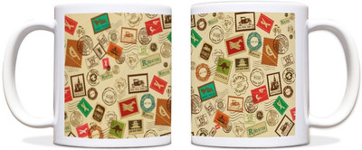 65% OFF on ShopMantra Vintage Colorful Stamp Black Ceramic Mug 300 ml