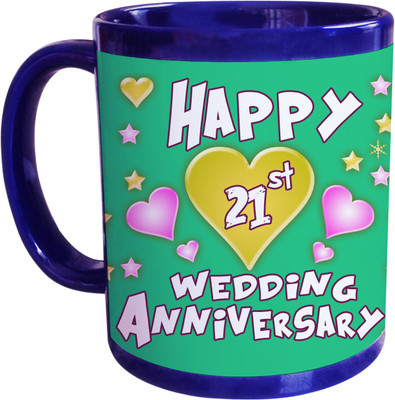 55% OFF on SajawatHomes 21st Wedding Anniversary Coffee Ceramic Mug 350 ml