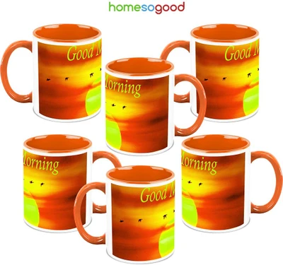 41% OFF on HomeSoGood Reaching The Desired Heights 6 Mugs Ceramic Mug 325 ml, Pack of 6