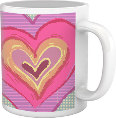 60% OFF on Tiedribbons Love Whisper_Geometric Multicolor_Heart in Heart v Pattern Ceramic Mug 325 ml