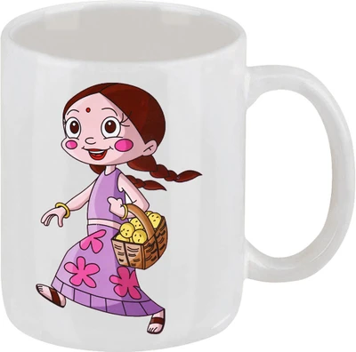 28% OFF on Ellicon C27 Funny Girl Cartoon Chutki Coffee Ceramic Mug 325 ml