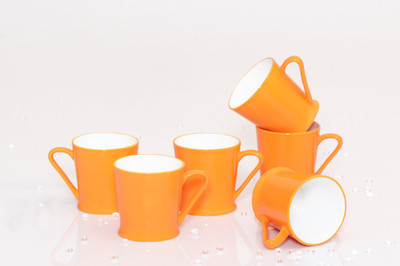 Clay Craft Peter-Orange319 Bone China Mug 170 ml, Pack of 6