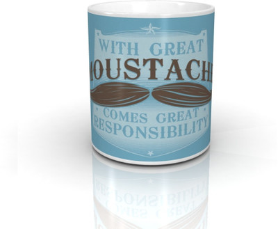 32% OFF on Bcreative With Great Mustache Comes Great Responsibility Officially Licensed Ceramic Mug 350 ml