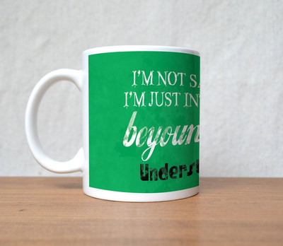 50% OFF on StyBuzz I Am Beyond Intelligent Understanding Green Porcelain Mug 300 ml