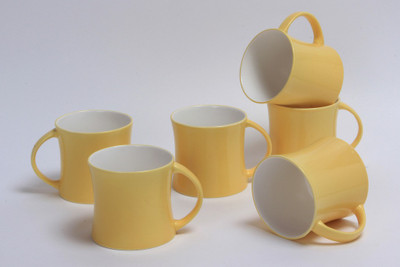 Clay Craft Diamond-Yellow-307 Bone China Mug 170 ml, Pack of 6