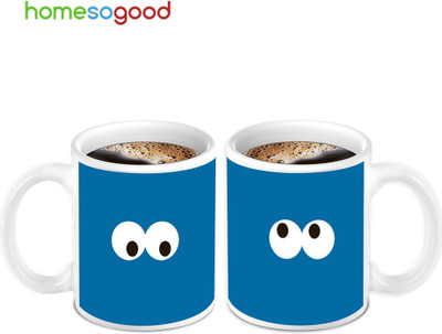 45% OFF on HomeSoGood Lovely Blue 2 Mugs Ceramic Mug 280 ml, Pack of 2