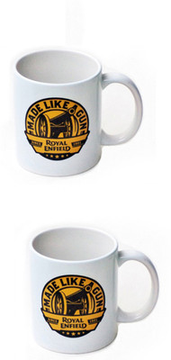 40% OFF on Bikenwear Customized Royal Enfield Set2 Ceramic Mug 350 ml, Pack of 2