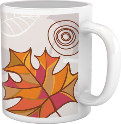 75% OFF on Tiedribbons Geometric Cute_Leaf Pattern_ Shade Ceramic Mug 325 ml