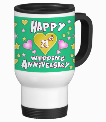 52% OFF on SajawatHomes 21st Happy Anniversary White Travel Stainless Steel Mug 600 ml