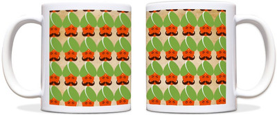 65% OFF on ShopMantra Rajasthani Moustache Pattern Black Ceramic Mug 300 ml