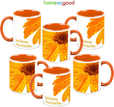 41% OFF on HomeSoGood Water From Heaven 6 Mugs Ceramic Mug 325 ml, Pack of 6