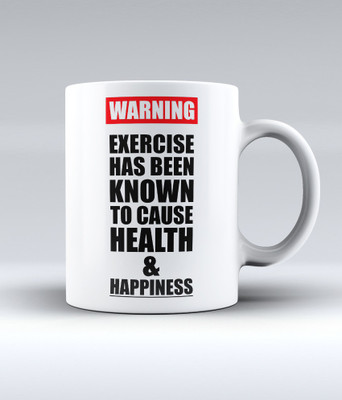 19% OFF on Lab No. 4 Warning: Exercise Has Been Known To Cause Health And Happiness Gym Ceramic Mug 350 ml