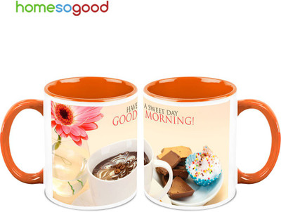 37% OFF on HomeSoGood Coffee With Chocolate QTY 2 Ceramic Mug 325 ml, Pack of 2