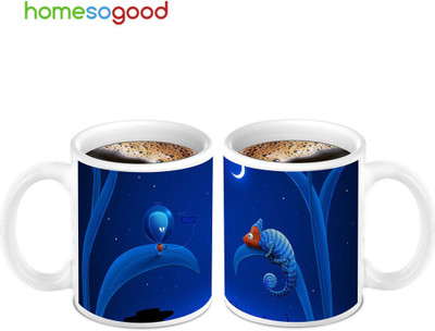 45% OFF on HomeSoGood Bud's Say Hello Ceramic Mug 280 ml, Pack of 2