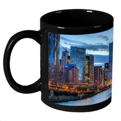 72% OFF on AMY Beautiful Evening Lighting Building With River Ceramic Mug 325 ml