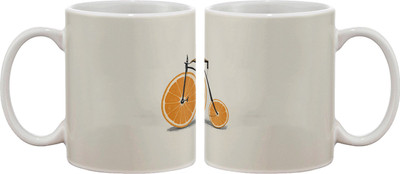 Artifa Cycle With Orange Wheels Porcelain, Ceramic Mug 350 ml
