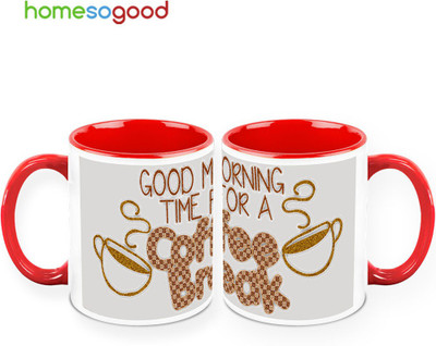 37% OFF on HomeSoGood A Woven Masterpiece Pack Of 2 Ceramic Mug 325 ml, Pack of 2