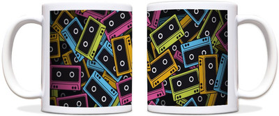 60% OFF on ShopMantra Colorful Cassette Pattern Black Ceramic Mug 300 ml