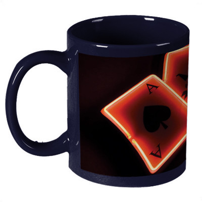 68% OFF on Amy Playing Cards Joker Dark Blue Ceramic Mug 330 ml