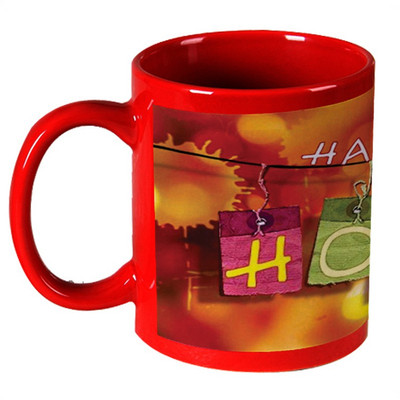 68% OFF on AMY Hanging Happy Holi Message Red Ceramic Mug 325 ml