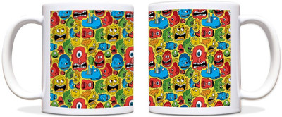 65% OFF on ShopMantra Cartoon Monster Pattern Black Ceramic Mug 300 ml
