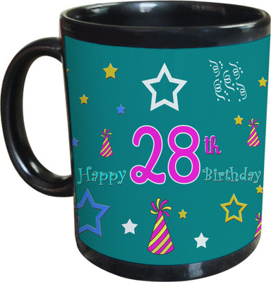 55% OFF on SajawatHomes 28th Happy Birthday Coffee Ceramic Mug 350 ml