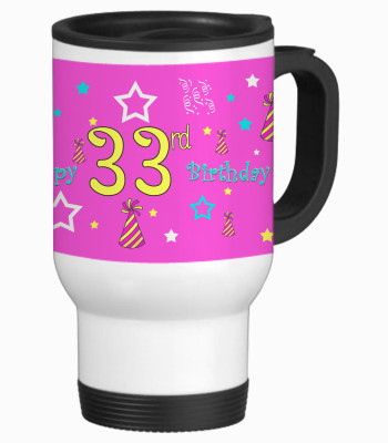 52% OFF on SajawatHomes 33rd Happy Birthday White Travel Stainless Steel Mug 600 ml