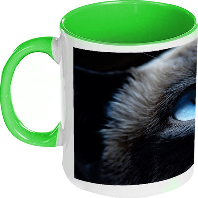 58% OFF on AMY Blue Eys Cat Inside Green Coffee Ceramic Mug