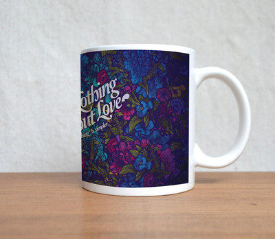 33% OFF on StyBuzz Love Quote on Floral Backdrop Colorful Ceramic Mug 300 ml