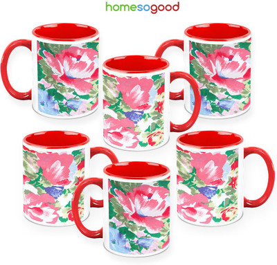 41% OFF on HomeSoGood Sketch Of Red Flower Pack Of 6 Ceramic Mug 325 ml, Pack of 6 41% OFF on HomeSoGood Sketch Of Red Flower Pack Of 6 Ceramic Mug 325 ml, Pack of 6