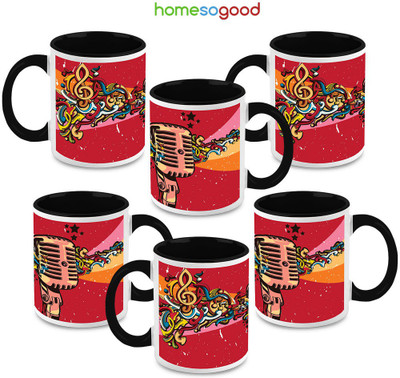 41% OFF on HomeSoGood Start Singing Please Ceramic Mug 325 ml, Pack of 6