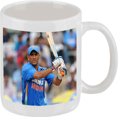 28% OFF on Ellicon C187 Mahendra Singh Dhoni Coffee Ceramic Mug 325 ml