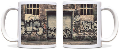 60% OFF on ShopMantra Vintage Graffiti Black Ceramic Mug 300 ml