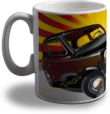 15% OFF on Artifa Vintage Black Car Porcelain, Ceramic Mug 350 ml