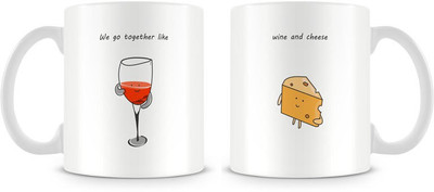Engrave Complementary Ceramic Mug 350 ml, Pack of 2 Engrave Complementary Ceramic Mug 350 ml, Pack of 2