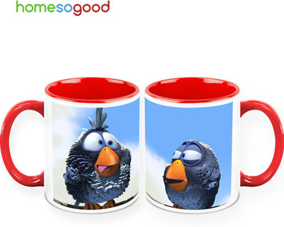 37% OFF on HomeSoGood Angry Birds QTY 2 Ceramic Mug 325 ml, Pack of 2