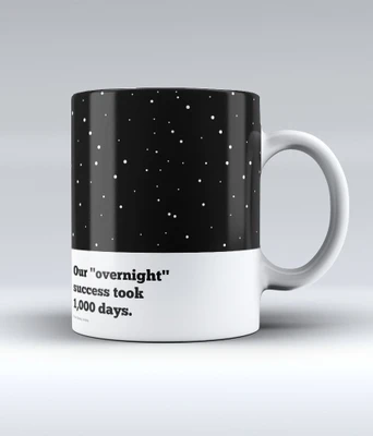 12% OFF on Lab No. 4 Our “Overnight” Success Took 1000 Days - Brian Chesky Quote Ceramic Mug 350 ml