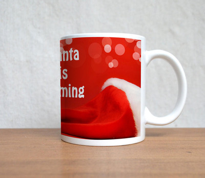 16% OFF on StyBuzz Santa Is Coming Red Christmas Ceramic Mug 300 ml