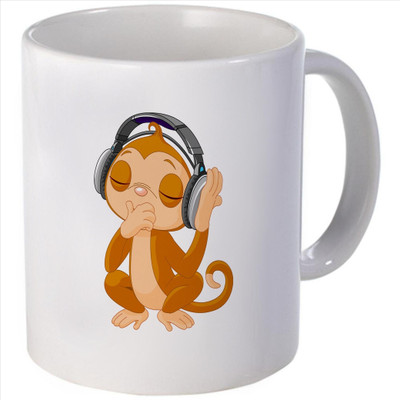 Snoogg Monkey Print Ceramic Mug