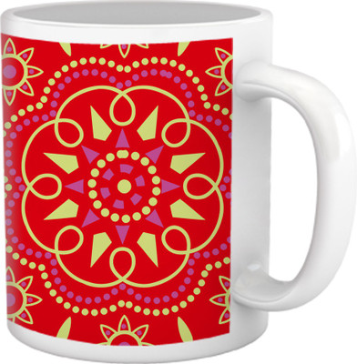 60% OFF on Tiedribbons Geometric Cute_Bela Pattern_Red Shade Ceramic Mug 325 ml
